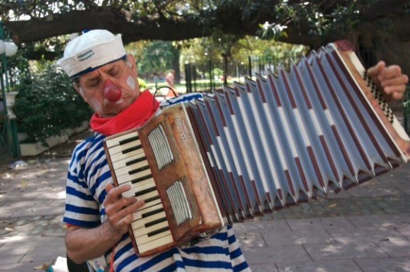 Clown playing the accordian