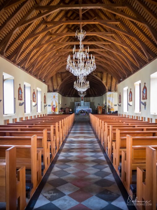 Inside the catholic church in Sainte-Anne